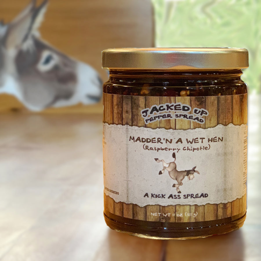 Jacked Up Pepper Spread - Madder'n A Wet Hen - Raspberry Chipotle Pepper Spread